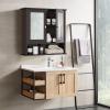 imageGiantex Medicine Cabinet Bathroom Wall Cabinet with 2 Mirrored Doors Adjustable Shelf Open Compartment Wall Mounted Cabinet Over The Toilet Storage Cabinet 22quot x 5quot x 23quot Cupboard GreyBrown