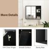 imageGiantex Medicine Cabinet Bathroom Wall Cabinet with Mirror Door 2 Adjustable Shelves 2 Open Shelves Vanity Mirrored Cabinet Over The Toilet Storage Cabinet for Laundry Room Entryway WhiteBlack