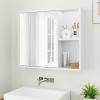 imageGiantex Medicine Cabinet Bathroom Wall Cabinet with Mirror Door 2 Adjustable Shelves 2 Open Shelves Vanity Mirrored Cabinet Over The Toilet Storage Cabinet for Laundry Room Entryway WhiteWhite