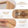 imageGiantex Medicine Cabinet Mirror Bamboo Storage Cabinet with Reversible Single Door 2 Adjustable Shelves Natural  Bathroom Living Room Entryway Vanity Mirror