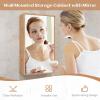 imageGiantex Medicine Cabinet Mirror Bamboo Storage Cabinet with Reversible Single Door 2 Adjustable Shelves Natural  Bathroom Living Room Entryway Vanity Mirror