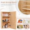 imageGiantex Medicine Cabinet Mirror Bamboo Storage Cabinet with Reversible Single Door 2 Adjustable Shelves Natural  Bathroom Living Room Entryway Vanity Mirror