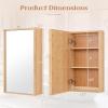 imageGiantex Medicine Cabinet Mirror Bamboo Storage Cabinet with Reversible Single Door 2 Adjustable Shelves Natural  Bathroom Living Room Entryway Vanity Mirror