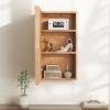 imageGiantex Medicine Cabinet Mirror Bamboo Storage Cabinet with Reversible Single Door 2 Adjustable Shelves Natural  Bathroom Living Room Entryway Vanity Mirror