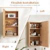 imageGiantex Medicine Cabinet Mirror Bamboo Storage Cabinet with Reversible Single Door 2 Adjustable Shelves Natural  Bathroom Living Room Entryway Vanity Mirror