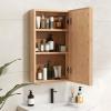 imageGiantex Medicine Cabinet Mirror Bamboo Storage Cabinet with Reversible Single Door 2 Adjustable Shelves Natural  Bathroom Living Room Entryway Vanity Mirror