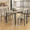 imageGiantex Modern 5 Piece Dining Table Set for 4 Chairs Wood Metal Kitchen Breakfast Furniture Beech WoodBeech Wood