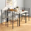 imageGiantex Modern 5 Piece Dining Table Set for 4 Chairs Wood Metal Kitchen Breakfast Furniture Beech WoodBeech Wood