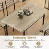 imageGiantex Modern 5 Piece Dining Table Set for 4 Chairs Wood Metal Kitchen Breakfast Furniture Beech WoodBeech Wood