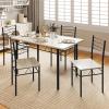 imageGiantex Modern 5 Piece Dining Table Set for 4 Chairs Wood Metal Kitchen Breakfast Furniture Beech WoodBeech Wood