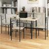 imageGiantex Modern 5 Piece Dining Table Set for 4 Chairs Wood Metal Kitchen Breakfast Furniture Beech WoodBeech Wood