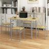imageGiantex Modern 5 Piece Dining Table Set for 4 Chairs Wood Metal Kitchen Breakfast Furniture Beech WoodNatural
