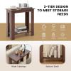 imageGiantex Narrow End Table 2Tier Side Table with Open Storage Shelf Retro Wood Sofa Table Bedside Tables for Small Spaces Slim Nightstand for Living Room Bedroom Easy Assembly WhiteWalnut