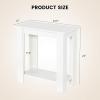 imageGiantex Narrow End Table 2Tier Side Table with Open Storage Shelf Retro Wood Sofa Table Bedside Tables for Small Spaces Slim Nightstand for Living Room Bedroom Easy Assembly WhiteWhite