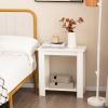 imageGiantex Narrow End Table 2Tier Side Table with Open Storage Shelf Retro Wood Sofa Table Bedside Tables for Small Spaces Slim Nightstand for Living Room Bedroom Easy Assembly WhiteWhite