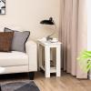 imageGiantex Narrow End Table 2Tier Side Table with Open Storage Shelf Retro Wood Sofa Table Bedside Tables for Small Spaces Slim Nightstand for Living Room Bedroom Easy Assembly WhiteWhite