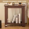 imageGiantex Narrow End Table 2Tier Side Table with Open Storage Shelf Retro Wood Sofa Table Bedside Tables for Small Spaces Slim Nightstand for Living Room Bedroom Easy Assembly WhiteWalnut