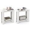 imageGiantex Narrow End Table 2Tier Side Table with Open Storage Shelf Retro Wood Sofa Table Bedside Tables for Small Spaces Slim Nightstand for Living Room Bedroom Easy Assembly WhiteWhite