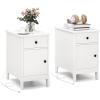 imageGiantex Night Stand with Charging Station Flip Top End Side Table wUSB Ports ampamp Outlets Modern Bedside Table wStorage Drawer Cabinet Magazine Rack Narrow Wood Nightstand for Bedroom 1 OakWhite