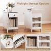 imageGiantex Night Stand with Charging Station Flip Top End Side Table wUSB Ports ampamp Outlets Modern Bedside Table wStorage Drawer Cabinet Magazine Rack Narrow Wood Nightstand for Bedroom 1 OakWhite
