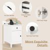 imageGiantex Night Stand with Charging Station Flip Top End Side Table wUSB Ports ampamp Outlets Modern Bedside Table wStorage Drawer Cabinet Magazine Rack Narrow Wood Nightstand for Bedroom 1 OakWhite