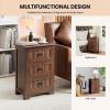 imageGiantex Nightstand with 3 Drawers Bedside Table with Exquisite Metal Handles Accent Table Sofa Side Table with Antitoppling Device for Bedroom Study BlackWalnut
