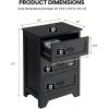 imageGiantex Nightstand with 3 Drawers Bedside Table with Exquisite Metal Handles Accent Table Sofa Side Table with Antitoppling Device for Bedroom Study BlackBlack