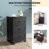 imageGiantex Nightstand with 3 Drawers Bedside Table with Exquisite Metal Handles Accent Table Sofa Side Table with Antitoppling Device for Bedroom Study BlackBlack