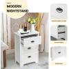 imageGiantex Nightstand with 3 Drawers Bedside Table with Exquisite Metal Handles Accent Table Sofa Side Table with Antitoppling Device for Bedroom Study BlackWhite