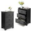 imageGiantex Nightstand with 3 Drawers Bedside Table with Exquisite Metal Handles Accent Table Sofa Side Table with Antitoppling Device for Bedroom Study BlackBlack