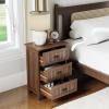imageGiantex Nightstand with 3 Drawers Bedside Table with Exquisite Metal Handles Accent Table Sofa Side Table with Antitoppling Device for Bedroom Study BlackWalnut