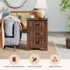 imageGiantex Nightstand with 3 Drawers Bedside Table with Exquisite Metal Handles Accent Table Sofa Side Table with Antitoppling Device for Bedroom Study BlackWalnut