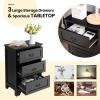imageGiantex Nightstand with 3 Drawers Bedside Table with Exquisite Metal Handles Accent Table Sofa Side Table with Antitoppling Device for Bedroom Study BlackBlack