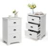 imageGiantex Nightstand with 3 Drawers Bedside Table with Exquisite Metal Handles Accent Table Sofa Side Table with Antitoppling Device for Bedroom Study BlackWhite