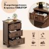 imageGiantex Nightstand with 3 Drawers Bedside Table with Exquisite Metal Handles Accent Table Sofa Side Table with Antitoppling Device for Bedroom Study BlackWalnut