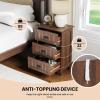 imageGiantex Nightstand with 3 Drawers Bedside Table with Exquisite Metal Handles Accent Table Sofa Side Table with Antitoppling Device for Bedroom Study BlackWalnut