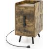 imageGiantex Nightstand with Charging Station Narrow End Table with 2 Drawers ampamp Metal Gold Legs Small Sofa Side Table w 2 USB Ports and 3 Outlets Modern Night Stand for Small Spaces Rustic BrownRustic Brown