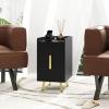 imageGiantex Nightstand with Charging Station Narrow End Table with 2 Drawers ampamp Metal Gold Legs Small Sofa Side Table w 2 USB Ports and 3 Outlets Modern Night Stand for Small Spaces Rustic BrownBlack
