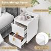 imageGiantex Nightstand with Charging Station Narrow End Table with 2 Drawers ampamp Metal Gold Legs Small Sofa Side Table w 2 USB Ports and 3 Outlets Modern Night Stand for Small Spaces Rustic BrownWhite