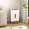 imageGiantex Nightstand with Charging Station Narrow End Table with 2 Drawers ampamp Metal Gold Legs Small Sofa Side Table w 2 USB Ports and 3 Outlets Modern Night Stand for Small Spaces Rustic BrownWhite