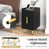 imageGiantex Nightstand with Charging Station Narrow End Table with 2 Drawers ampamp Metal Gold Legs Small Sofa Side Table w 2 USB Ports and 3 Outlets Modern Night Stand for Small Spaces Rustic BrownBlack