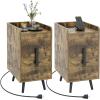 imageGiantex Nightstand with Charging Station Narrow End Table with 2 Drawers ampamp Metal Gold Legs Small Sofa Side Table w 2 USB Ports and 3 Outlets Modern Night Stand for Small Spaces Rustic BrownRustic Brown
