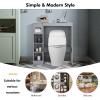 imageGiantex Over The Toilet Storage Cabinet Freestanding Toilet Cabinet Organizer wAdjustable Shelves ampamp Toilet Paper Holder Bathroom Space Saver Storage Rack Home Organizer for Bathroom Laundry GreyGrey