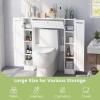imageGiantex Over The Toilet Storage Cabinet with 2 Doors and Adjustable Shelves SpaceSaving Rack Bathroom Shelf with Paper Holder Freestanding Bathroom Storage Over The Toilet for Small Space White8x35x39