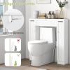 imageGiantex Over The Toilet Storage Cabinet with 2 Doors and Adjustable Shelves SpaceSaving Rack Bathroom Shelf with Paper Holder Freestanding Bathroom Storage Over The Toilet for Small Space White8x35x39