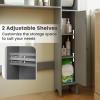 imageGiantex OverTheToilet Storage Cabinet Bathroom Freestanding Space Saver with 1Door Side Storage Cabinet ampamp Paper Holder Toilet Rack Organizer Stand for Bathroom Laundry GrayGrey