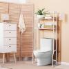 imageGiantex OverTheToilet Storage Space Saver Bathroom Metal Spacesaver Rack with 2 Tier Rack Hooks and Adjustable Feet Multifunctional Toilet SpaceSaving Storage