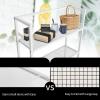 imageGiantex OverTheToilet Storage Space Saver Bathroom Metal Spacesaver Rack with 2 Tier Rack Hooks and Adjustable Feet Multifunctional Toilet SpaceSaving Storage