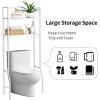 imageGiantex OverTheToilet Storage Space Saver Bathroom Metal Spacesaver Rack with 2 Tier Rack Hooks and Adjustable Feet Multifunctional Toilet SpaceSaving Storage