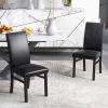 imageGiantex PU Leather Dining Chairs Set of 2 Upholstered Kitchen Chair with Solid Rubber Wood Frame Armless High Back Dining Side Chairs with Cushion Seat Modern Dining Room Chair Black